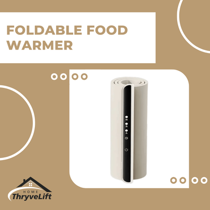 Foldable food warmer with ThryveLift logo on a beige background