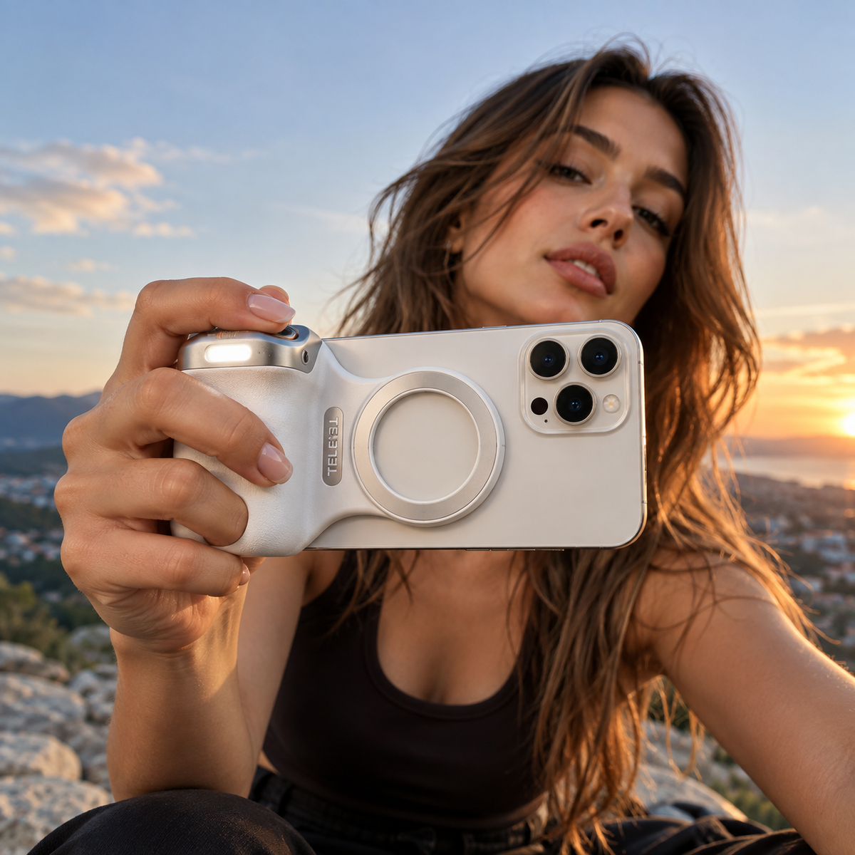 3-in-1 Magnetic Phone Camera Grip with Remote Shutter & Fill Light