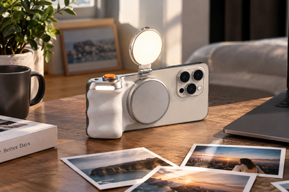 3-in-1 Magnetic Phone Camera Grip with Remote Shutter & Fill Light
