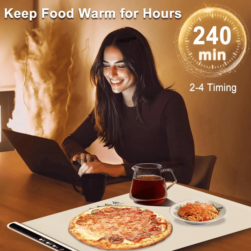Foldable Food Warmer with built-in 2–4 hour programmable timer keeping meals warm for extended periods